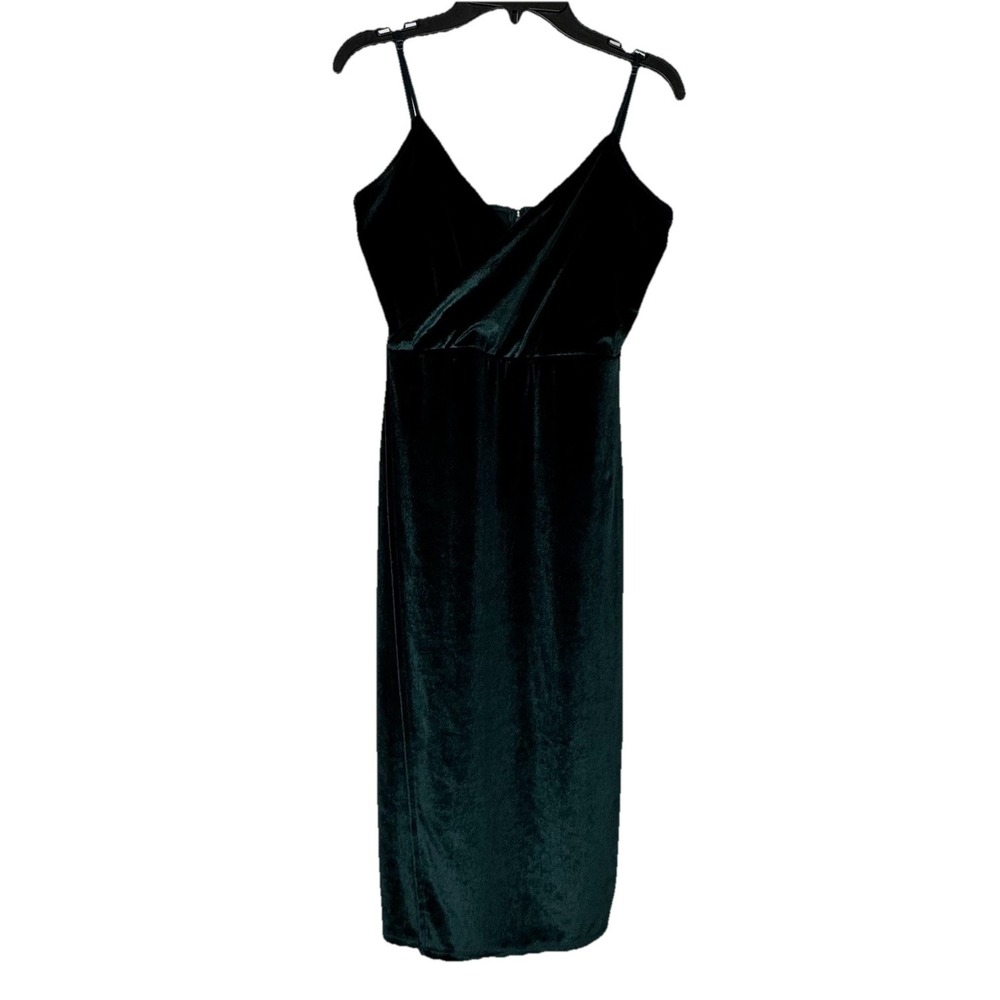 Lulus Green Velvet Bodycon Dress S Spaghetti Strap Midi Whimsigoth Glam Fairy